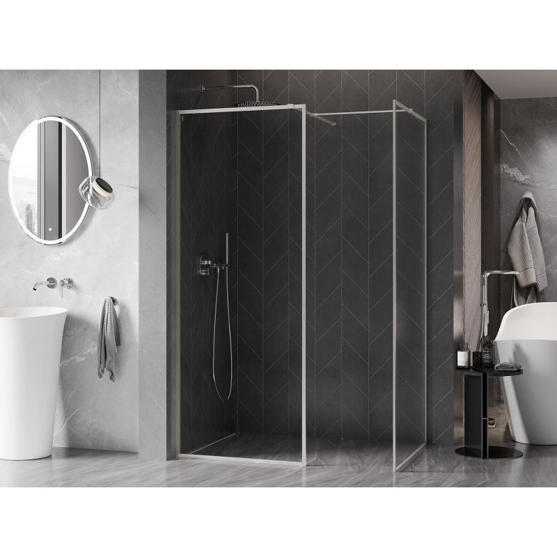 Mexen Kioto-XF Walk-in zuhanyfal kerettel 160x70 cm, átlátszó 10 mm, selyemfényű nikkel - 800-160-202-04-97-070-XF