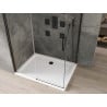 Mexen Omega tolóajtós zuhanykabin 120 x 80 cm, Átlátszó, Fekete + zuhanytálca Flat, Fehér - 825-120-080-70-00-4010B