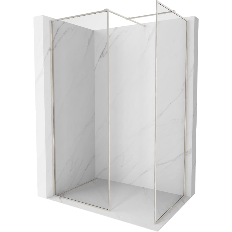 Mexen Kioto-XF perete de duș Walk-in cu cadru 140x120 cm, transparent 10 mm, nichel periat - 800-140-202-04-97-120-XF
