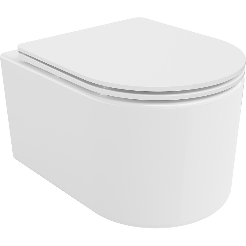 Mexen Sofia Rimless WC csésze lassan záródó slim üléssel, duroplast, fényes fehér - 30540300