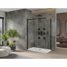 Mexen Omega 130 x 70 cm-es tolóajtós zuhanykabin, átlátszó, fekete + Flat zuhanytálca, fehér - 825-130-070-70-00-4010B
