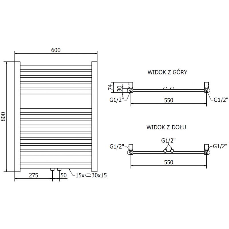 Mexen Hades radiator baie 800 x 600 mm, 357 W, auriu - W104-0800-600-00-50