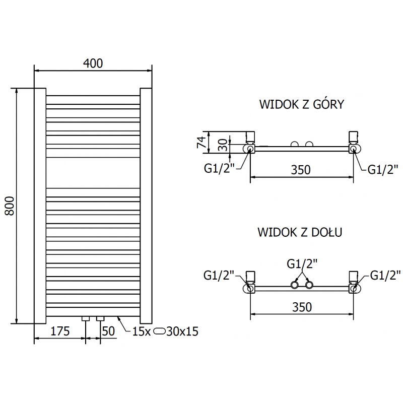 Mexen Hades radiator baie 800 x 400 mm, 253 W, auriu - W104-0800-400-00-50