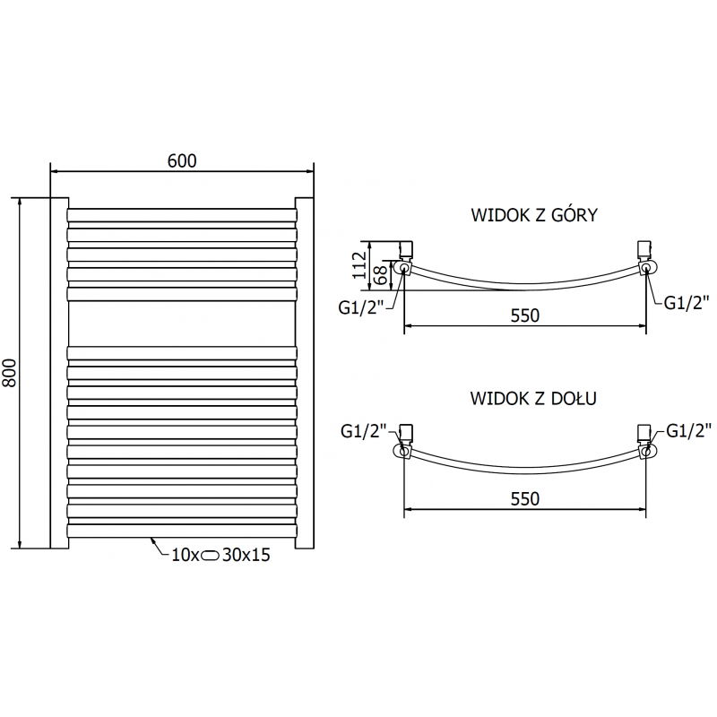 Mexen Helios radiator baie 800 x 600 mm, 354 W, auriu - W103-0800-600-00-50