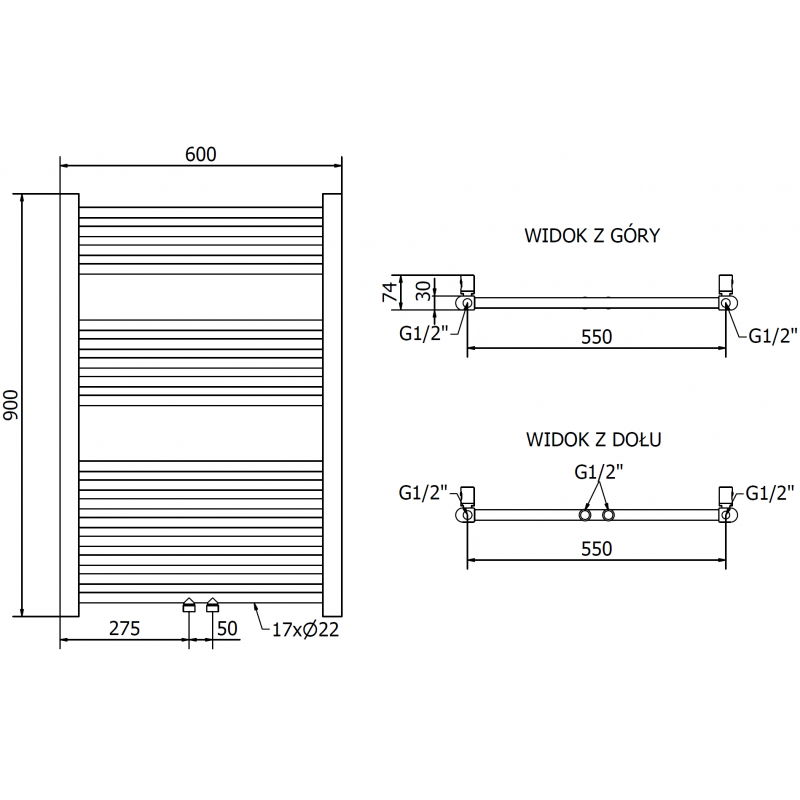 Mexen Mars radiator electric 900 x 600 mm, 300 W, auriu - W110-0900-600-2300-50