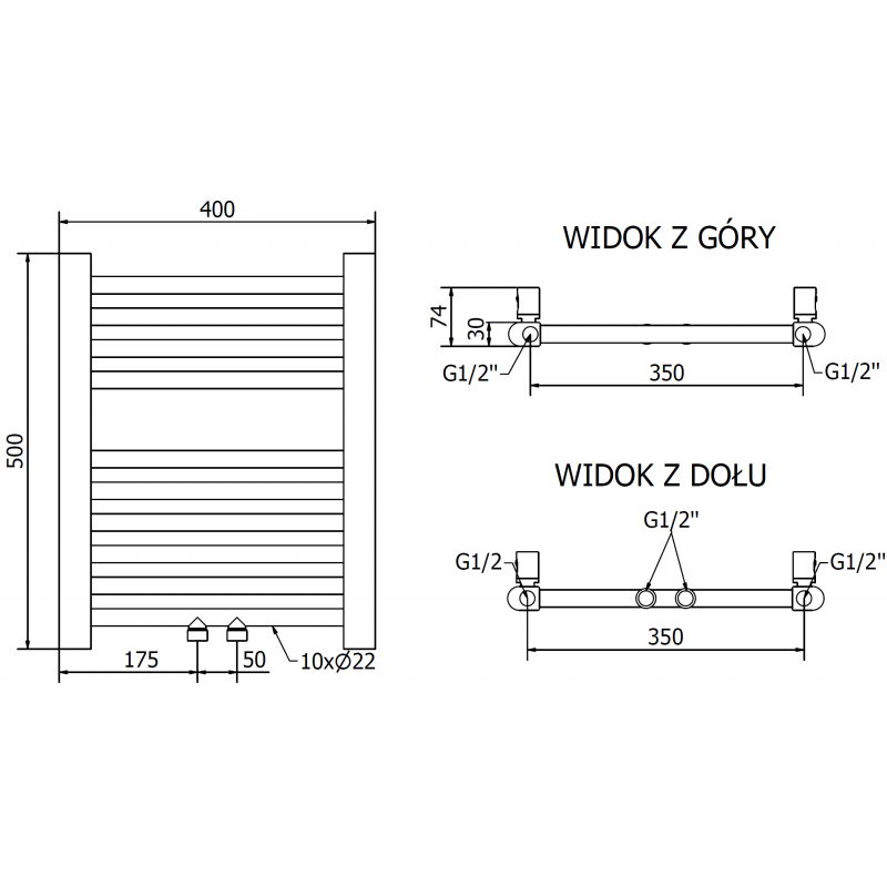 Mexen Mars radiator electric 500 x 400 mm, 300 W, auriu - W110-0500-400-2300-50