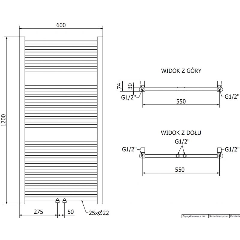 Mexen Mars radiator baie 1200 x 600 mm, 487 W, auriu - W110-1200-600-00-50