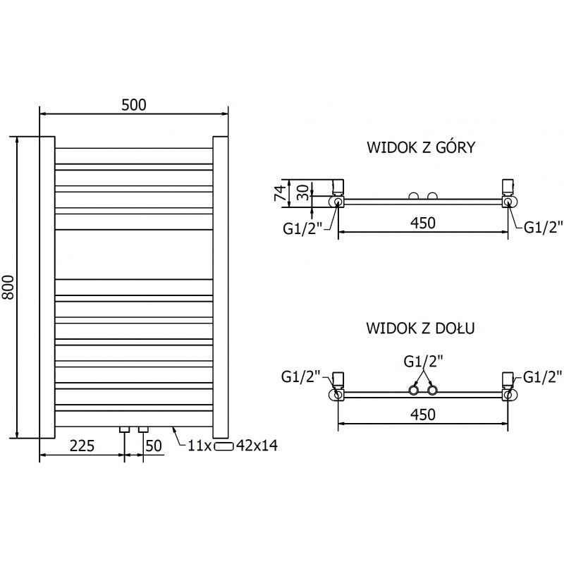 Mexen Uran elektromos radiátor 800 x 500 mm, 300 W, arany - W105-0800-500-2300-50