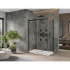 Mexen Omega cabina de duș glisantă 140 x 80 cm, transparentă, neagră + cadă Flat, albă - 825-140-080-70-00-4010B