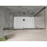 Mexen Omega cabină de duș extensibilă 140 x 80 cm, transparent, Neagră + cadă de duș Flat, Albă - 825-140-080-70-00-4010B