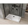 Mexen Omega cabină de duș extensibilă 140 x 80 cm, transparent, Neagră + cadă de duș Flat, Albă - 825-140-080-70-00-4010B