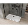 Mexen Omega cabină de duș extensibilă 140 x 80 cm, transparent, Neagră + cadă de duș Flat, Albă - 825-140-080-70-00-4010B