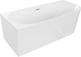 Mexen Mia cadă de baie freestanding de colț stânga 140 x 75 cm, albă, preaplin auriu periat - 52691407500L-55