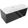 Mexen Mia szabadon álló sarok bal oldali kád 140 x 75 cm, fehér/fekete, ecsetelt réz túlfolyóval - 52691407575L-65