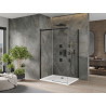 Mexen Omega 140 x 90 cm-es tolóajtós zuhanykabina, átlátszó, fekete + Flat zuhanytálca, fehér - 825-140-090-70-00-4010B
