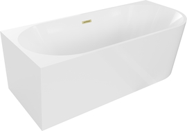 Mexen Mia cadă freestanding colț stânga 160 x 80 cm, albă, preaplin auriu periat - 52691608000L-55