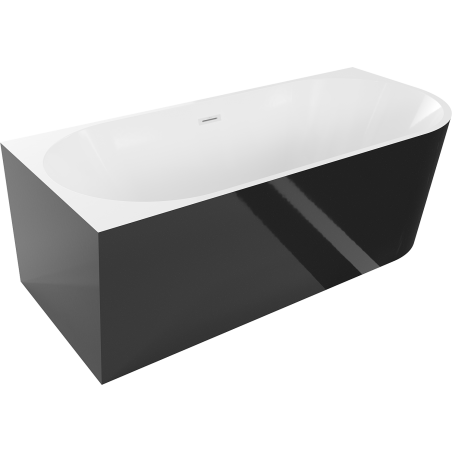 Mexen Mia cadă de baie freestanding colț stânga 160 x 80 cm, alb/negru, preaplin alb - 52691608075L-20