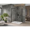 Mexen Omega cabină de duș extensibilă 140 x 100 cm, transparent, Neagră + cadă de duș Flat, Albă - 825-140-100-70-00-4010B