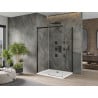 Mexen Omega cabină de duș extensibilă 140 x 100 cm, transparent, Neagră + cadă de duș Flat, Albă - 825-140-100-70-00-4010B