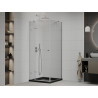 Mexen Roma cabină de duș cu uși batante 80 x 80 cm, transparent, cromat + cadă de duș Flat, negru - 854-080-080-01-00-4070