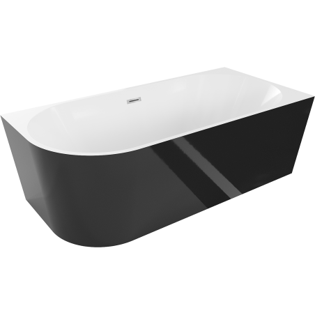 Mexen Mia szabadon álló sarokkád jobb oldali 160 x 80 cm, fehér/fekete, króm túlfolyó - 52691608075P-01