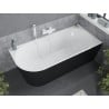Cadă de colț Mexen Mia freestanding dreapta 160 x 80 cm, alb/negru, prea-plin alb - 52691608075P-20