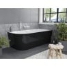 Cadă de colț Mexen Mia freestanding dreapta 160 x 80 cm, alb/negru, prea-plin alb - 52691608075P-20