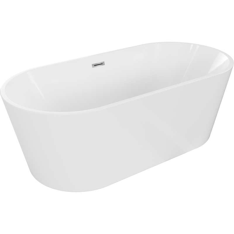 Mexen Luna cadă freestanding 140 x 75 cm, albă, preaplin crom - 52031407500-01