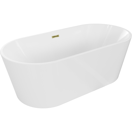 Mexen Luna cada freestanding 140 x 75 cm, albă, preaplin auriu - 52031407500-50
