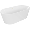Mexen Luna cada freestanding 140 x 75 cm, albă, preaplin auriu - 52031407500-50