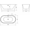 Mexen Luna cadă freestanding 140 x 75 cm, albă, preaplin crom - 52031407500-01