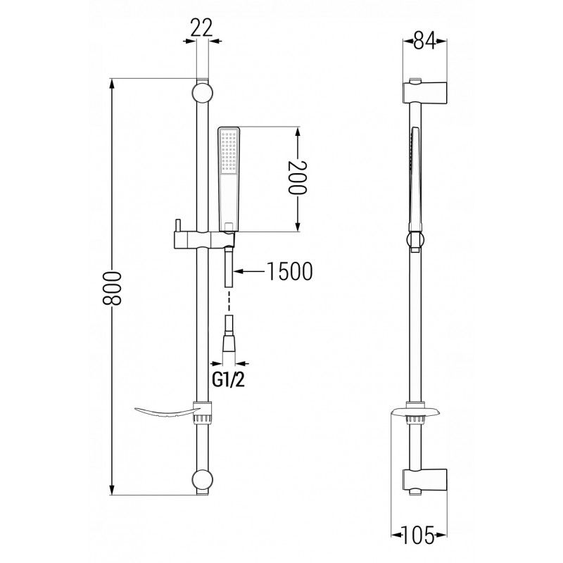 Mexen Caro Baterie de duș DF72 cu set de duș, crom - 74664DF72-00