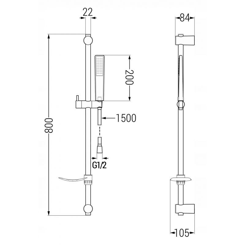 Mexen Caro DF72 baterie de duș cu set de duș, crom - 74664DF72-00