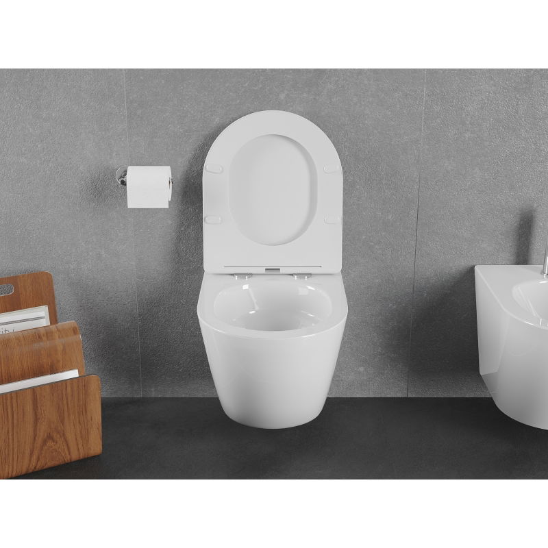 Mexen Lena WC Rimless Tornado cu capac slim cu cădere lentă, duroplast, alb lucios - 30220300T