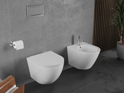 Mexen Lena perem nélküli WC csésze Rimless Tornado lassan záródó slim ülőkével, duroplaszt, fényes fehér - 30220300T