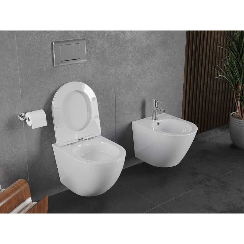 Mexen Lena WC Rimless Tornado cu capac slim cu cădere lentă, duroplast, alb lucios - 30220300T
