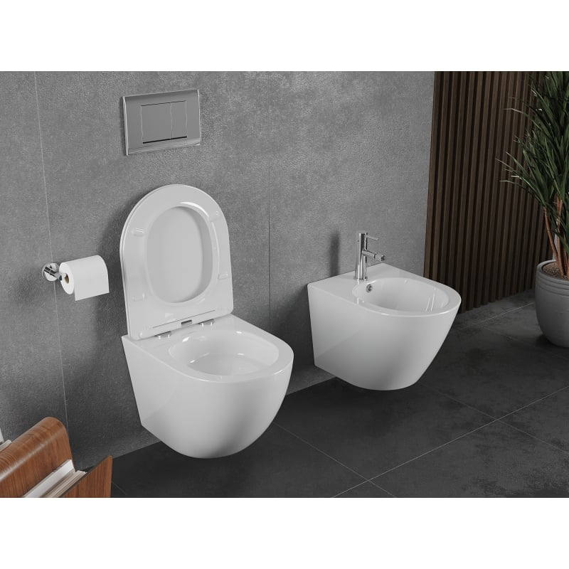 Mexen Lena vas wc Rimless Tornado cu capac slim cu închidere lentă, duroplast, alb lucios - 30220400T