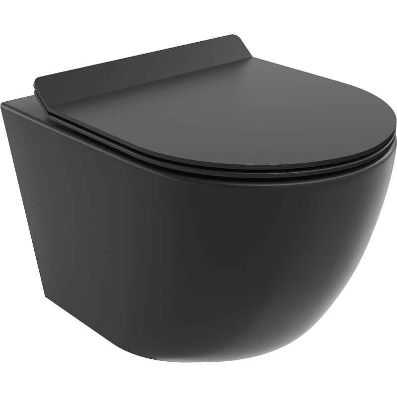 Mexen Lena vas wc Rimless Tornado cu capac slim cu închidere lentă, duroplast, negru mat - 30220185T