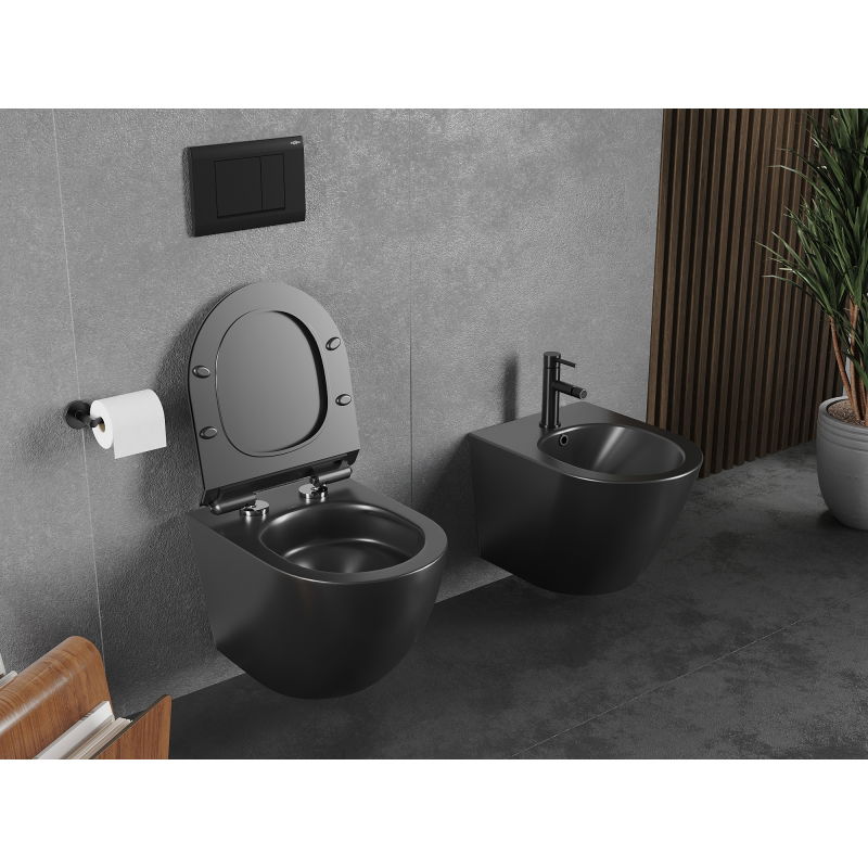 Mexen Lena vas wc Rimless Tornado cu capac soft-close slim, duroplast, negru mat - 30220185T
