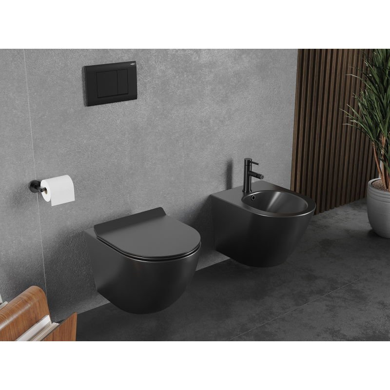 Mexen Lena vas wc Rimless Tornado cu capac soft-close slim, duroplast, negru mat - 30220185T