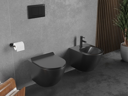 Mexen Lena vas wc Rimless Tornado cu capac slim cu închidere lentă, duroplast, negru mat - 30220185T