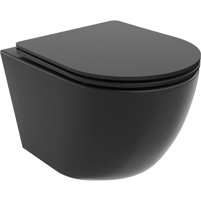 Mexen Lena vas wc Rimless Tornado cu capac cu închidere lentă slim, duroplast, negru mat - 30221085T