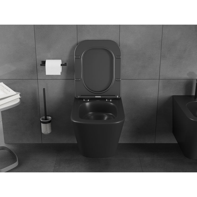 Mexen Teo WC rimless Tornado cu capac slim cu închidere lentă, duroplast, negru mat - 30850685T