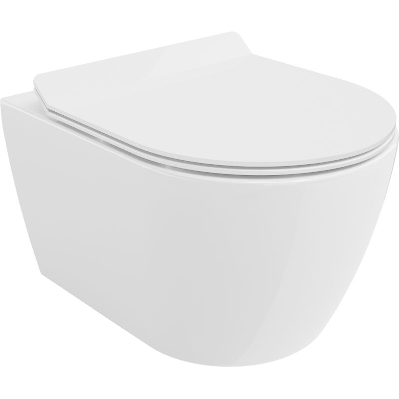 Mexen Carmen Rimless Tornado WC csésze lassan záródó slim tetővel, duroplast, fényes fehér - 30880100T