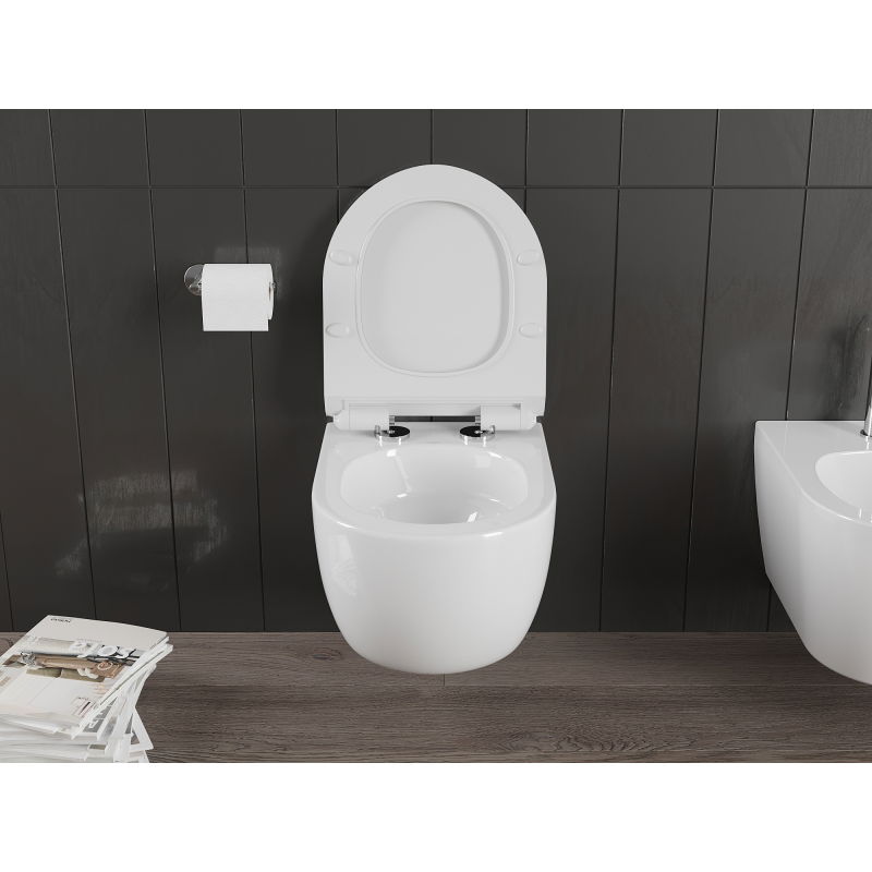 Mexen Carmen vas WC Rimless Tornado cu capac cu închidere lentă slim, duroplast, alb lucios - 30880100T