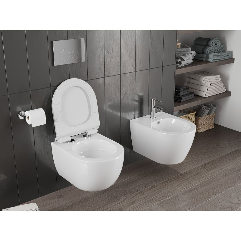 Mexen Carmen vas WC Rimless Tornado cu capac cu închidere lentă slim, duroplast, alb lucios - 30880100T