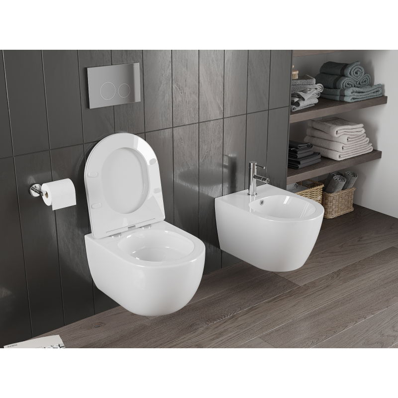 Mexen Carmen vas WC Rimless Tornado cu capac cu coborâre lentă slim, duroplast, alb lucios - 30880300T