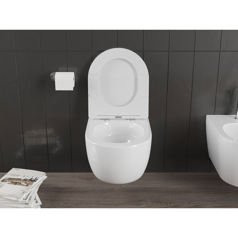 Mexen Carmen vas WC Rimless Tornado cu capac cu coborâre lentă slim, duroplast, alb lucios - 30880300T