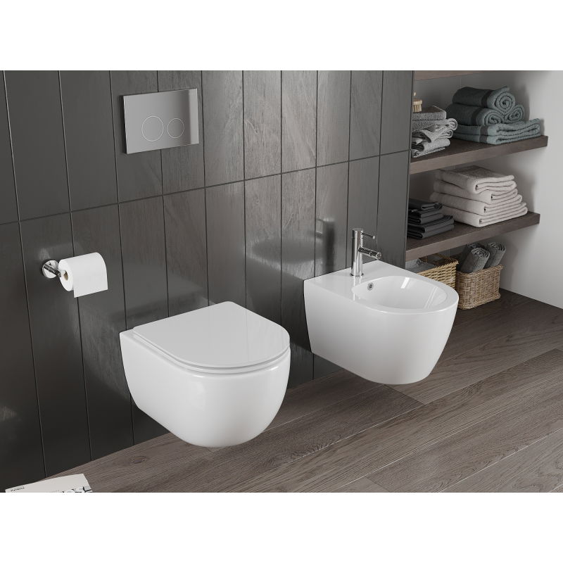 Mexen Carmen vas WC Rimless Tornado cu capac cu coborâre lentă slim, duroplast, alb lucios - 30880300T
