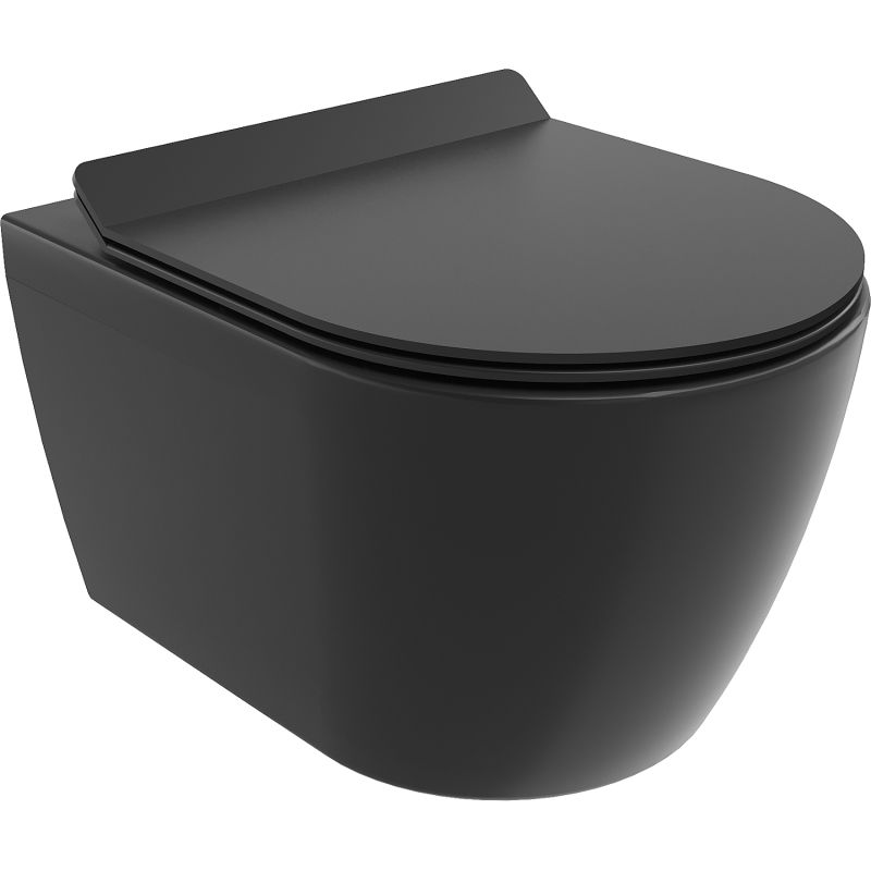 Mexen Carmen vas WC Rimless Tornado cu capac slim cu închidere lentă, duroplast, negru mat - 30880185T